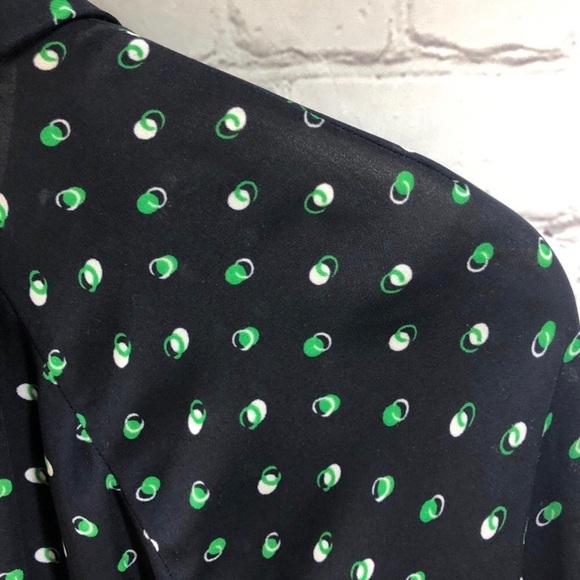 CAbi Martini Top Blouse Style #5019 Size Small Blue Green Button Front Polka Dot - Picture 6 of 10